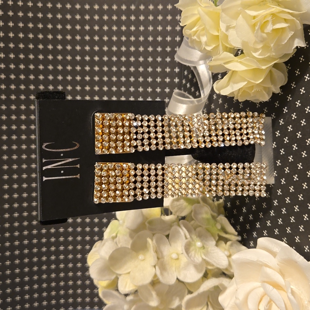 INC Crystal Rhinestone Long Dangle Bling Earrings NWT - Picture 4 of 10